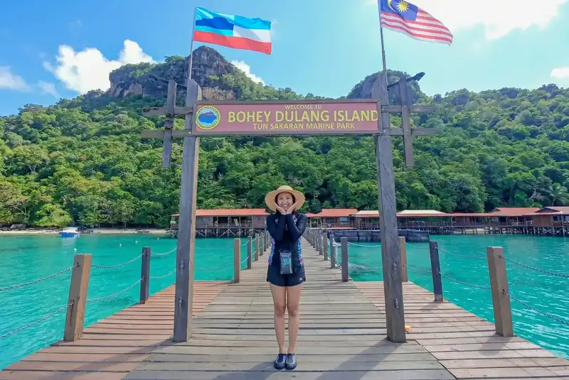 Panoramic lagoon view from the Bohey Dulang peak Kulapuan Island Resort
