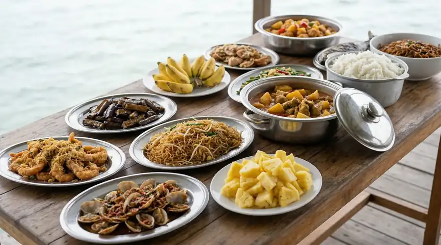Selection of buffet meals at Kulapuan Island Resort