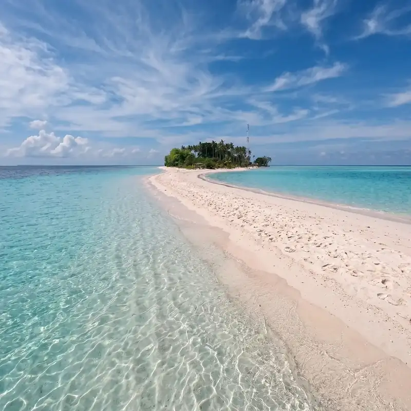 Pristine beach and clear water at Sibuan Island Kulapuan Island Resort